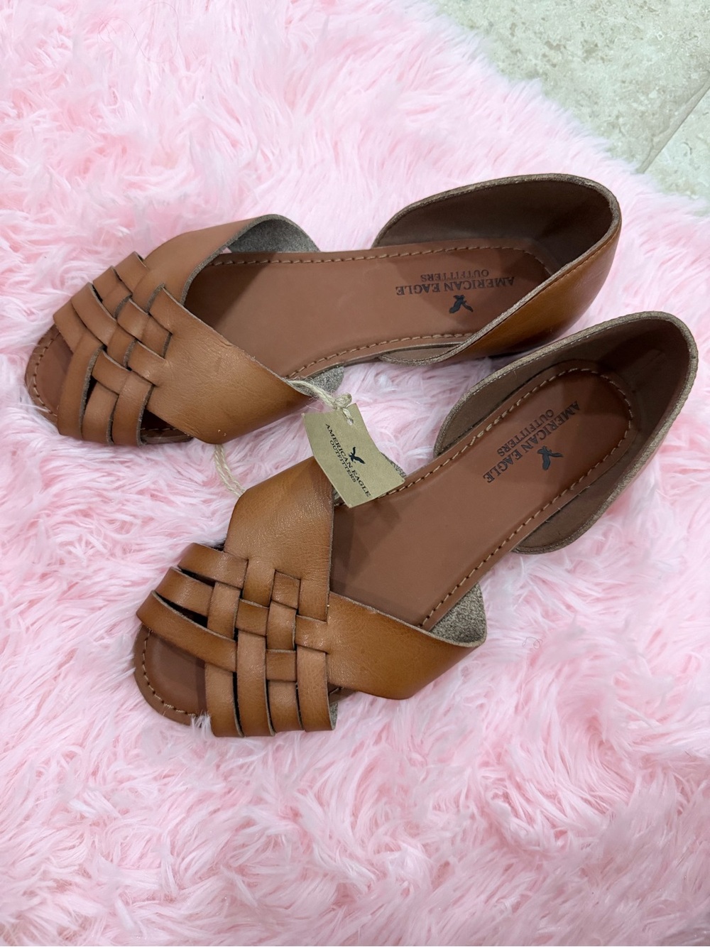 American Eagle Outfitters Tan Woven Leather D'Orsay Flats size 7 - Picture 9 of 11